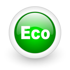eco green circle glossy web icon on white background