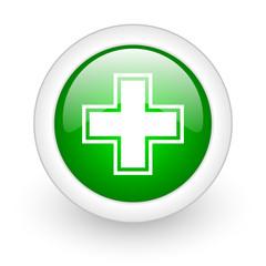 Obraz premium pharmacy green circle glossy web icon on white background