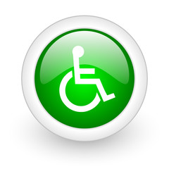 accessibility green circle glossy web icon on white background