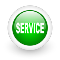 service green circle glossy web icon on white background