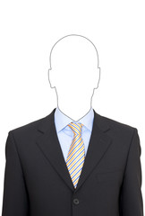 Portrait of a faceless business man in suit