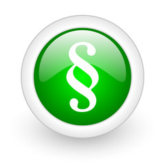 paragraph green circle glossy web icon on white background