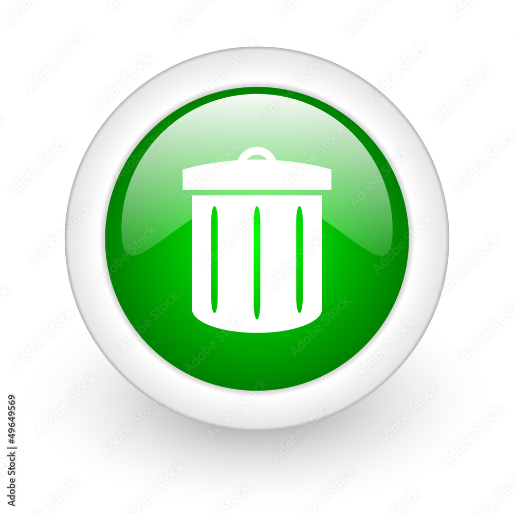 Poster recycle green circle glossy web icon on white background
