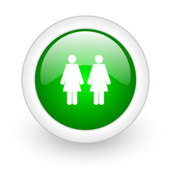 couple green circle glossy web icon on white background