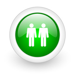 couple green circle glossy web icon on white background