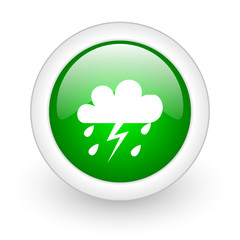 weather forecast green circle glossy web icon