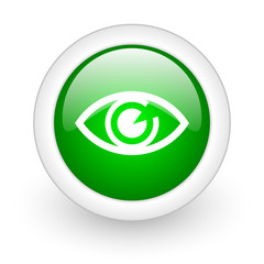 eye green circle glossy web icon on white background