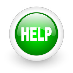 help green circle glossy web icon on white background