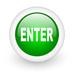 enter green circle glossy web icon on white background