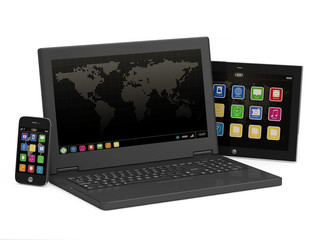 Black Laptop, Smart Phone and Tablet PC