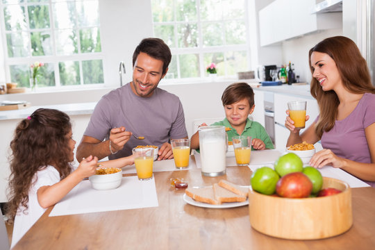 Family Eating Healthy Breakfast