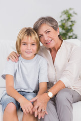 Portrait of a little boy and his grandmother