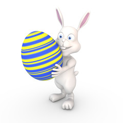 Cute easterbunny carrying an big easter egg