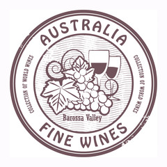 Grunge rubber stamp with words Australia, Fine Wines, vector