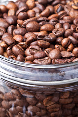 cup of coffee on a background coffee beans 