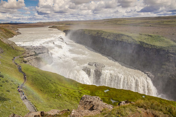 Aerial view on Gullfoss waterfall - Iceland.