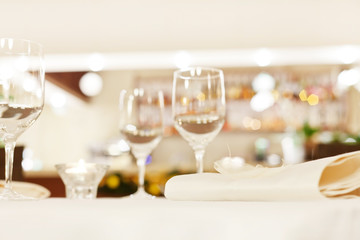 Tables set for meal