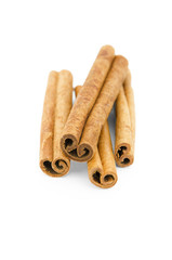 Cinnamon sticks on white background