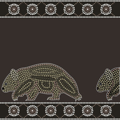 illu.based on aboriginal style of dot painting:wombat