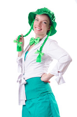 Young girl in saint patrick celebration concept