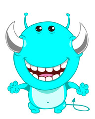 Cute cartoon blue monster. Vector illustration