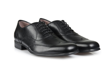 Fashion concept with male shoes on white