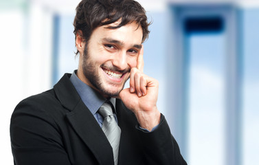 Handsome businessman in his office