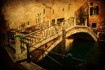 Obraz na płótnie Canvas teksturowane obraz typowego mostu nad kanałem w Wenecji