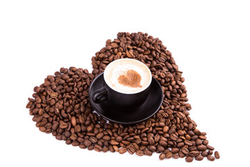 Cup of coffee with a heart. Coffee break concept.