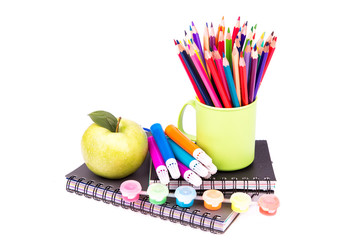 Naklejka premium School and office stationary. Back to school concept