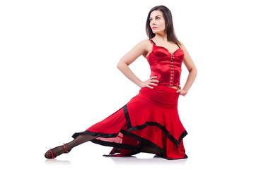 Naklejka premium Female dancer dancing spanish dances