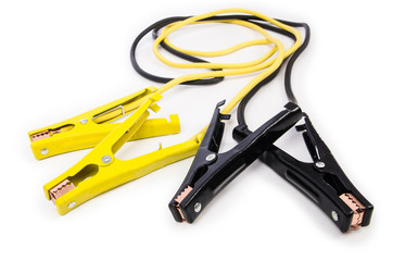 Car battery jumpers isolated on white