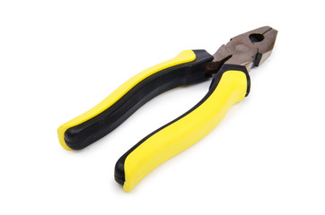Obraz premium Yellow pliers isolated on the white