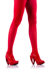 Woman with long legs and stockings