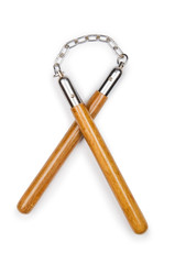Martial arts nunchaku weapon isolated on white