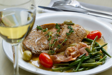 Tasty meat on the plate