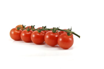 Close Up of cherry tomatoes on the vine