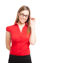 Smiling woman wearing eyeglasses