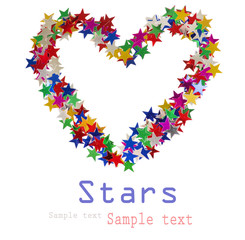 Big heart composed of many colored stars on white