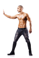 Nude man isolated on the white background