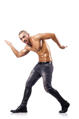 Nude man isolated on the white background