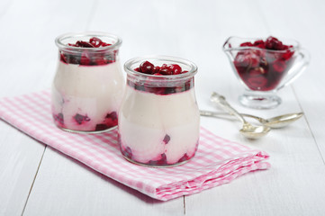 Fruit dessert with cherry