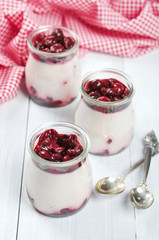 Fruit dessert with cherry