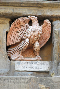 Italy, Bologna eagle at city council building