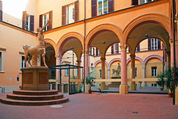 Italy, Bologna medieval house internal portico and courtyard © claudiozacc