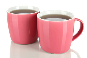 Cups of tea isolated on white