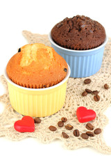 Cupcakes in bowls for baking isolated on white