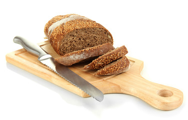 Bread with sesame seeds and knife