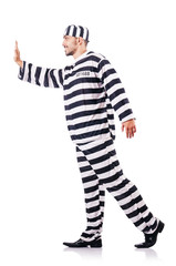 Convict criminal in striped uniform