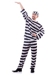 Convict criminal in striped uniform
